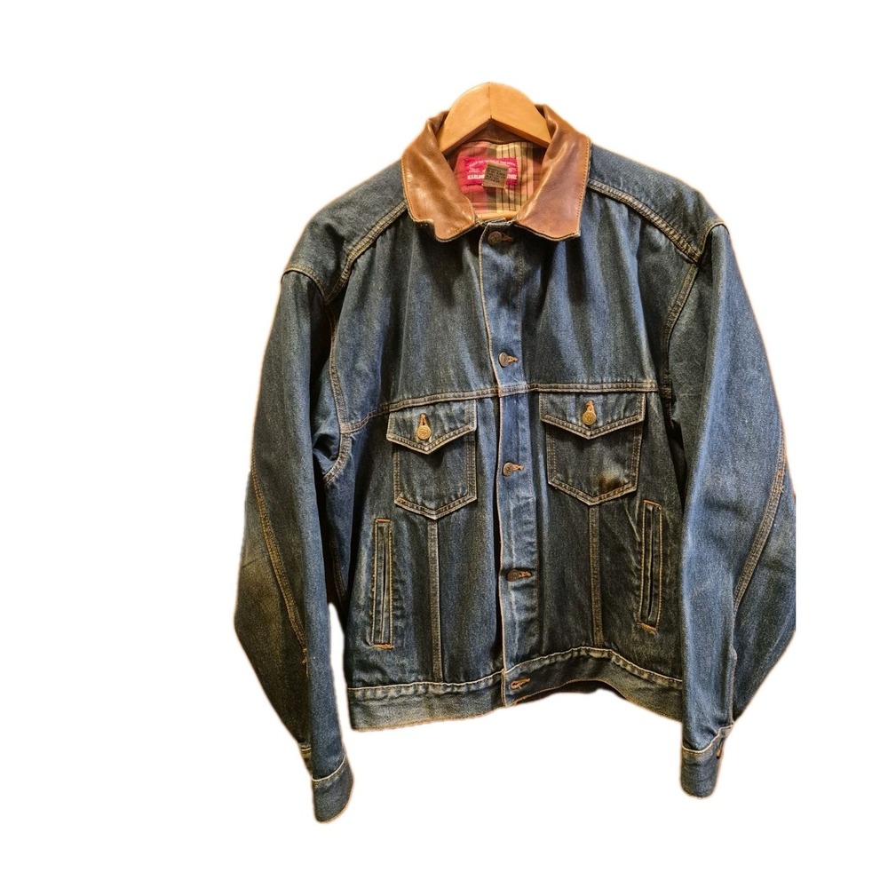 Vintage 90s Marlboro Country Store Denim Trucker Jacket Mens Large Made in USA